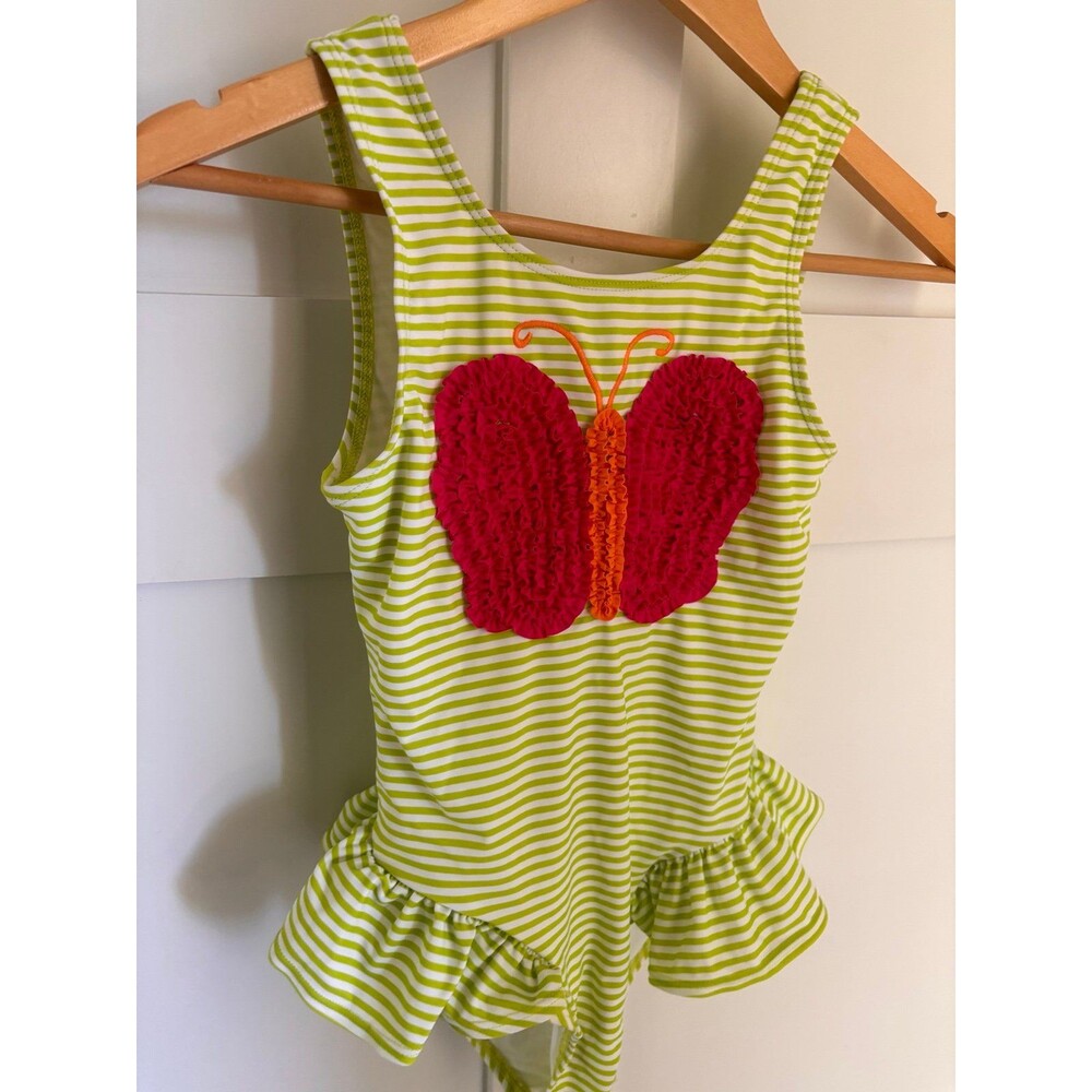 NEW Crazy 8 Ruffle Butterfly Swimsuit Gift Green Pink Size 10-12